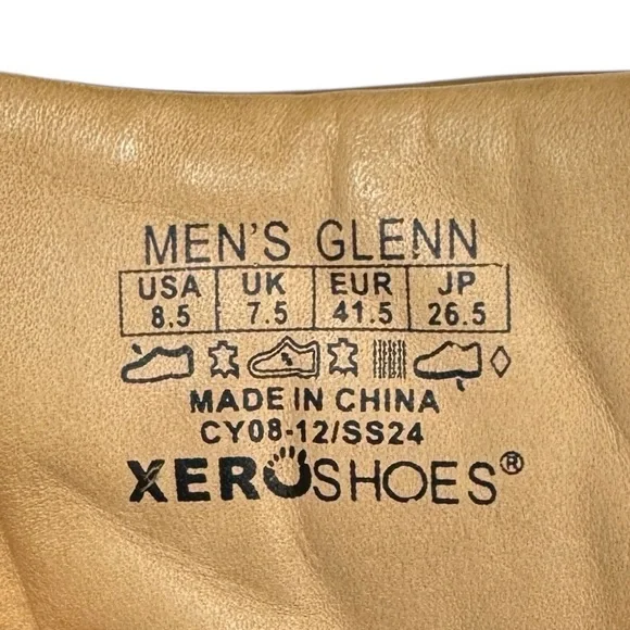 Xero Shoes Mens 8.5 Brown Glenn Dress Casual Leather Barefoot Minimalist Sneaker - Picture 7 of 8